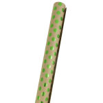 JAM Paper Wrapping Paper, Polka Dots, 25 Sq Ft, Kraft Brown & Green