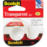 Scotch Transparent Office Tape In Dispenser, 1/2in x 450in, Clear