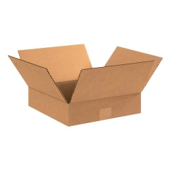 Partners Brand Flat Corrugated Boxes, 12in x 12in x 3in, Kraft, Pack Of 25