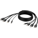 Belkin Dual HDMI High Retention + USB A/B + Audio Passive Combo KVM Cable - 6 ft  - Black - TAA Compliant