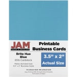 JAM Paper Printable Business Cards, 3 1/2in x 2in, Blue, 10 Cards Per Sheet, Pack Of 10 Sheets