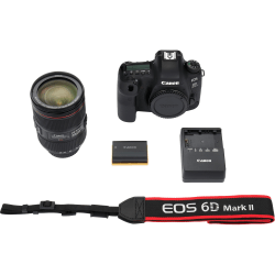 Canon EOS 6D Mark II 26.2 Megapixel Digital SLR Camera with Lens - 0.94in - 4.13in - Autofocus - 3in Touchscreen LCD - 4.4x Optical Zoom - Digital (IS) - 6240 x 4160 Image - 1920 x 1080 Video - HD Movie Mode - Wireless LAN