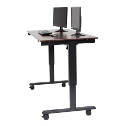 Monarch Specialties 43inW Metal Computer Desk, Black/Dark Taupe