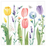 Amscan Spring 2-Ply Dinner Napkins, 8in x 8in, Tulip Garden, 16 Napkins Per Sleeve, Pack Of 3 Sleeves