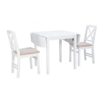 Linon Thames 3-Piece Drop-Leaf Table Set, Beige/White