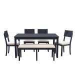 Linon Dixie 6-Piece Dining Set, Beige/Dark Charcoal