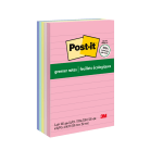 Post-it Greener Notes, 4 in x 6 in, 5 Pads, 100 Sheets/Pad, Lined, Clean Removal, Back to School Supplies for Students, Sticky Notes for Textbooks and Notebooks, Sweet Sprinkles Collection