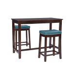 Linon Walker 3-Piece Counter Set, 36inH x 47-1/4inW x 23-1/4inD, Brown/Blue