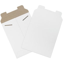 Partners Brand Stayflats Flat Mailers, 7in x 9in, White, Pack Of 100