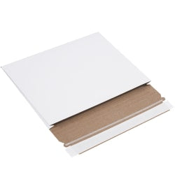 Partners Brand Stayflats Flat Gusseted Mailers, 10in x 7 3/4in x 1in, White, Pack Of 100