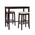 Linon Walker Linen 3-Piece Bar Set, Natural/Walnut