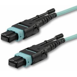 StarTech.com 1m 3 ft MPO / MTP Fiber Optic Cable - Plenum-Rated MTP to MTP Cable - OM3, 40G MPO Cable - Push/Pull-Tab - MPO MTP Cable - Aqua - 1 Pack