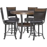 Powell Vinessa 5-Piece Counter Set, Black/Dark Brown