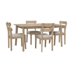 Powell Delavan 5-Piece Dining Set, 30inH x 60inW x 36inD, Natural/Gray