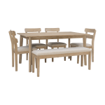 Powell Delavan 6-Piece Dining Set, 30inH x 60inW x 36inD, Natural/Gray