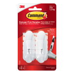 Command Medium Wire Hooks, Damage-Free, White, Pack of 2 Hooks, 2 Pairs of Strips