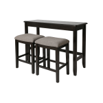 New Ridge Home Goods Sofa Bar Table With Stools, 36-1/2inH x 18-1/2inW x 48-1/2inD, Espresso