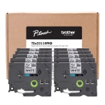 Brother P-Touch Label Maker Tape, Black/White, Pack Of 10 Rolls