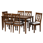 Baxton Studio Augustine Dining Set, 29-3/16inH x 59-1/16inW x 35-7/16inD, Gray/Walnut Brown