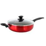 Oster Merrion Aluminum Nonstick Saute Pan With Lid, 3.5 Qt, Red