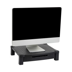 Mind Reader Anchor Collection Monitor Stand With Drawer, 4inH x 12-1/4inW x 17-1/3inD, Black