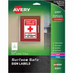 Avery Surface Safe Sign Labels, 7in x 5in, Rectangle, Pack Of 30