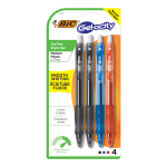 BIC Gel-ocity Retractable Gel Ink Rollerball Pens, Medium Point, 0.7 mm, Assorted Barrels, Assorted Ink Colors, Pack Of 4