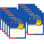 Scholastic Teacher Resources Substitute Teacher Folders, 8-1/2in x 11in, Multicolor, Pack Of 10 Folders