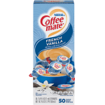 Nestle Coffee-mate Liquid Creamer, French Vanilla Flavor, 0.38 Oz Single Serve x 50