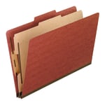 Pendaflex Pressboard Classification Folder, 1 Divider, Legal Size, 30% Recycled, Red, Box Of 10