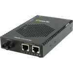 Perle S-1110DPP-S2ST40 Media Converter - 2x PoE+ (RJ-45) Ports - 2 x ST Ports - 10/100/1000Base-T, 1000Base-EX - 24.85 Mile - Rail-mountable, Rack-mountable