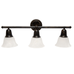 Lalia Home Essentix 3-Light Wall Mounted Vanity Light Fixture, 26-1/2inW, Alabaster White/Oil Rubbed Bronze