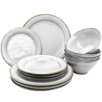 Gibson Elite Terranea 12-Piece Terracotta Dinnerware Set, White