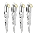 Martha Stewart Holiday Icicle 4-Piece Ornament Set, Silver