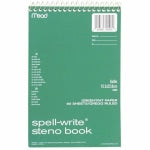 Mead Spell-Write Steno Book - 80 Sheets - Wire Bound - 6in x 9in - Green Paper - Cardboard Cover - 1 Each