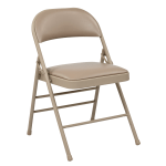 Office Star Work Smart Vinyl Mid-Back Folding Chairs, Tan, Set Of 4 Chairs