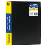 C-Line Bound Sheet Protector Presentation Book, 12 Pockets, 8 1/2in x 11in, Black, Pack Of 6