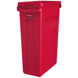 Rubbermaid Slim Jim Rectangular Polyethylene Vented Waste Receptacle, 23 Gallons, Red