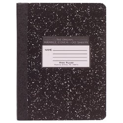 Roaring Spring Composition Book, 7 1/2in x 9 3/4in, Wide Ruled, 100 Sheets, Black Marble