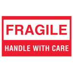 Tape Logic Preprinted Shipping Labels, DL1070, Fragile, "FragileHandle With Care", 3in x 5in, Red/White, Roll Of 500