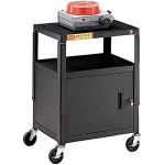 Bretford CA2642 Height Adjustable A/V Cart With Cabinet, 42inH x 24inW x 18inD, Black