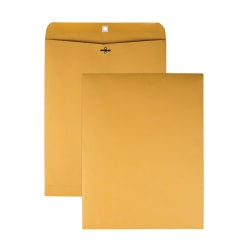 Office Depot Brand Manila Envelopes, 12in x 15-1/2in, Clasp Closure, Brown Kraft, Box Of 100