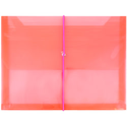 JAM Paper Plastic 9 3/4in x 13in Envelopes With Elastic Closure, Red, Pack Of 12