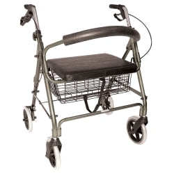 DMI Lightweight Extra-Wide Aluminum Folding Rollator With Seat, Titanium