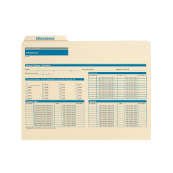 ComplyRight Attendance Folders, 11 3/4in x 9 1/2in, Manila, Pack Of 25