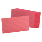 Oxford Color Index Cards, Ruled, 3in x 5in, Cherry, Pack Of 100