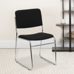 Flash Furniture HERCULES Series High-Density Stacking Chair With Sled Base, Black/Chrome