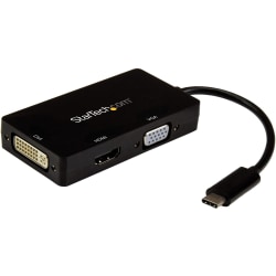 StarTech.com USB-C Multiport Video Adapter - 3-in-1 USB Type-C Video Adapter - USB-C to VGA, DVI, HDMI - 4K 30 Hz - CDPVGDVHDBP - 3-IN-1 USB C Adapter: USB C to VGA Adapter USB C to DVI Adapter or USB-C to HDMI Adapter - 4K USB-C multiport adapter