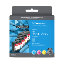 Office Depot Brand Remanufactured High-Yield Black And Cyan, Magenta, Yellow Ink Cartridge Replacement For HP 932XL, 933, Pack Of 4