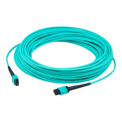 AddOn 30m MPO (Female) to MPO (Female) 12-strand Aqua OM4 Straight Fiber OFNR (Riser-Rated) Patch Cable - 100% compatible and guaranteed to work in OM4 and OM3 applications